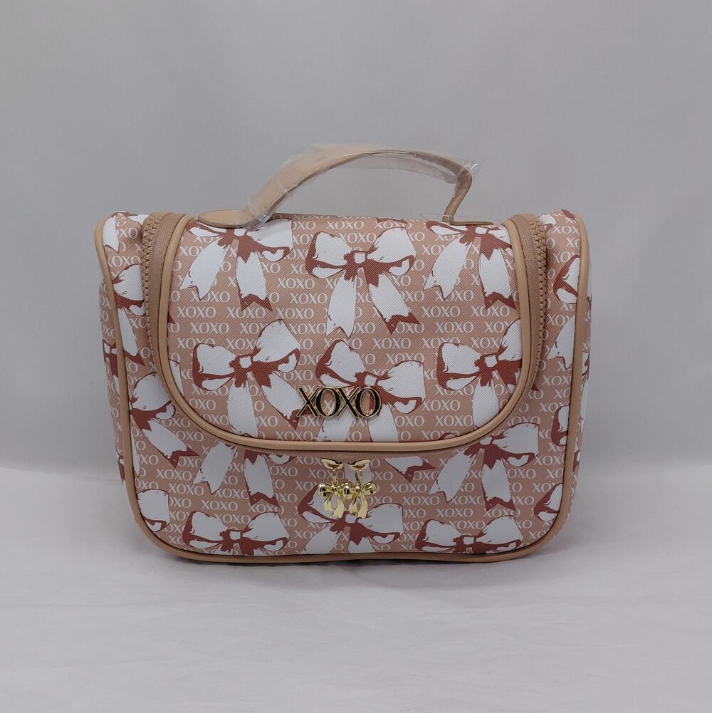 XOXO Womens Bow Print Hanging Travel Cosmetic Makeup Vacation Toiletry Bag